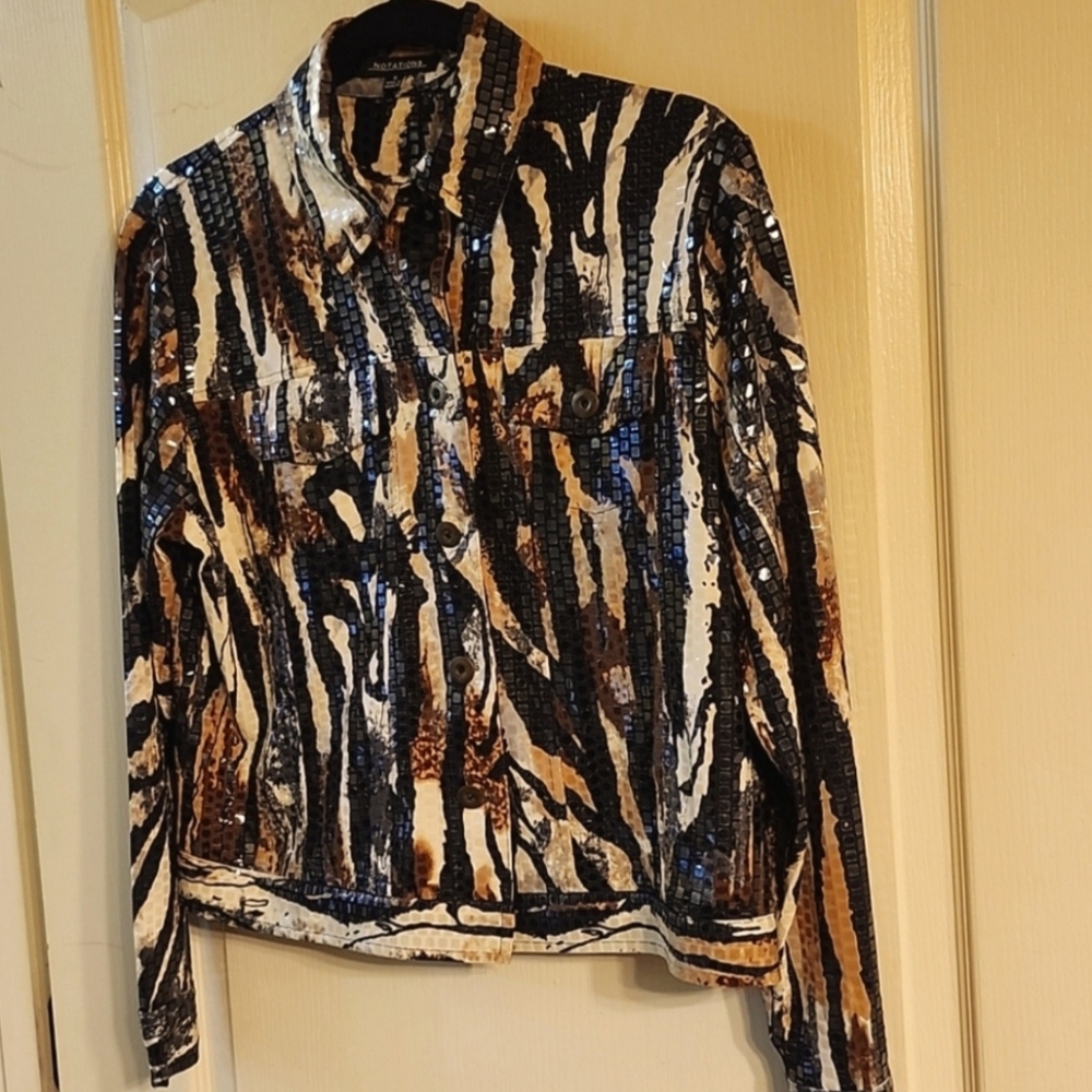 Notations Animal Print Button Down Jacket - image 1